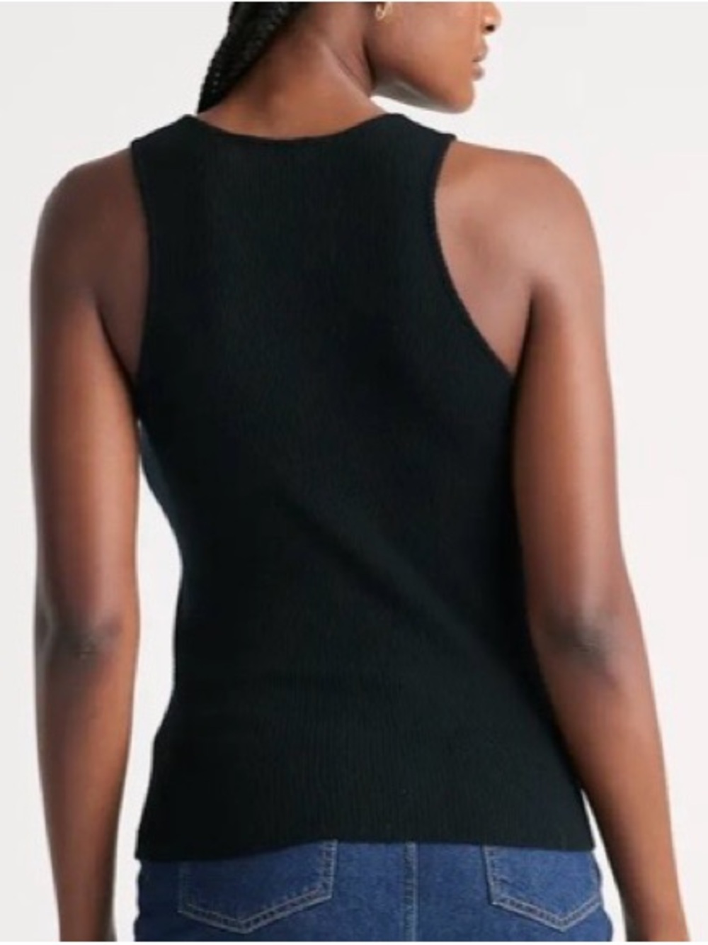 Quince 100% cashmere featherweight black ribbed knit tank size small - Picture 2 of 6